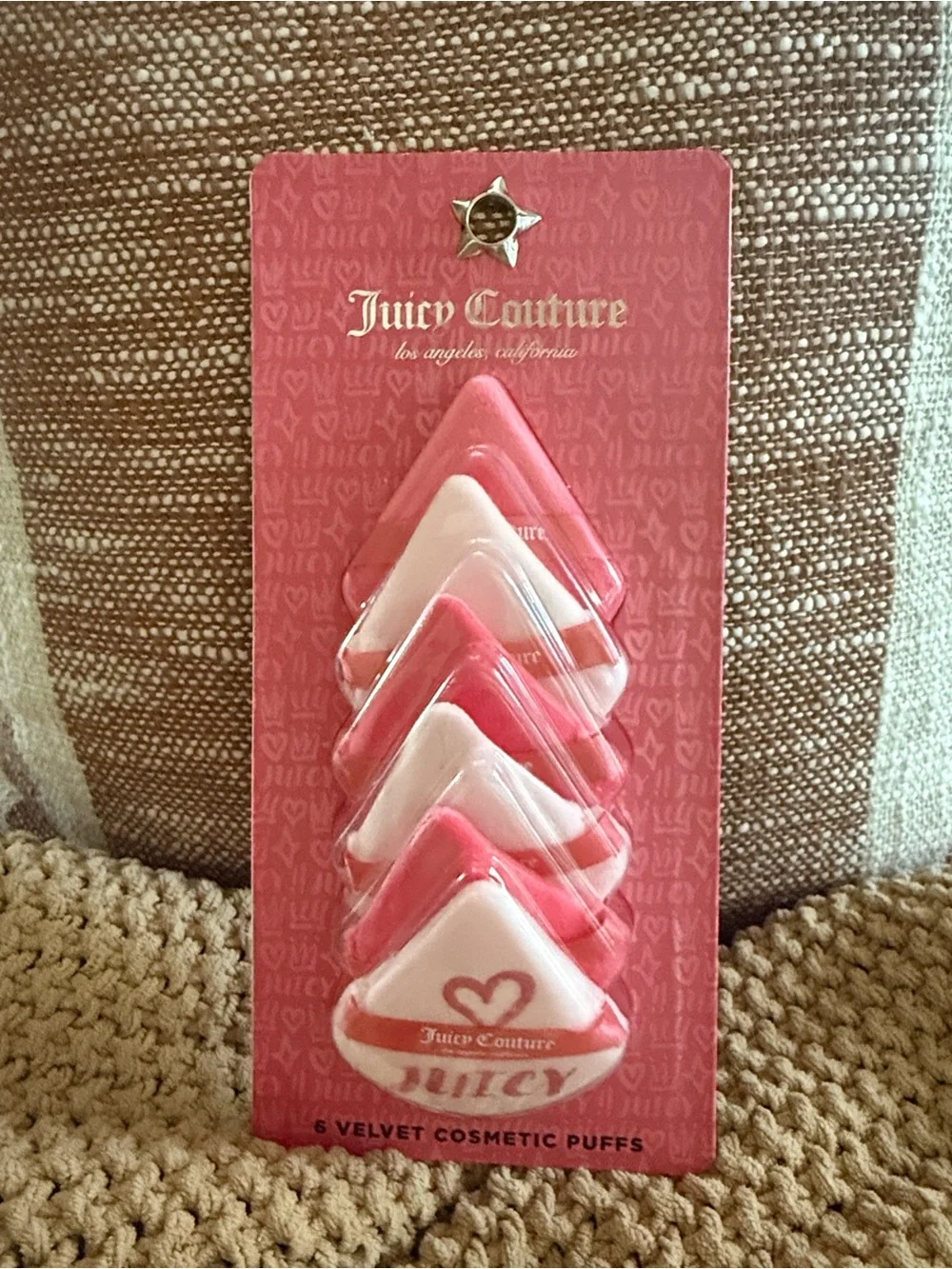 Juicy Couture Pink and Hot Pink Velvet Cosmetic Puffs - Pack of 6